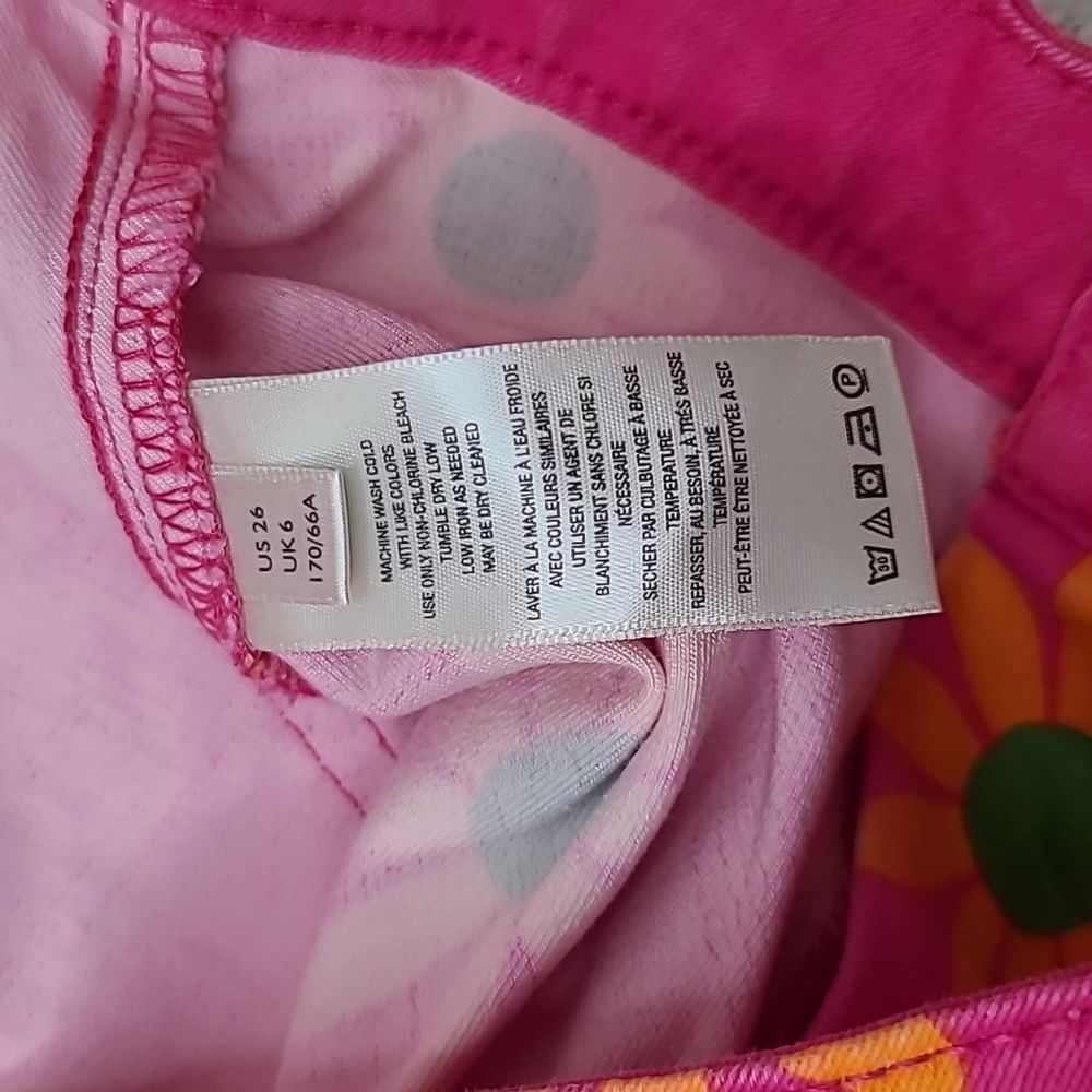 Free People Youthquake Printed Hi-Rise Crop Flare Jeans Lipstick Combo Pink -NWT - Picture 13 of 17